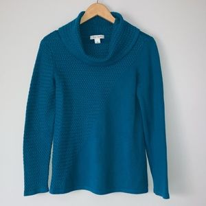 White House Black Market Turquoise Cowlneck Sweater Size Medium